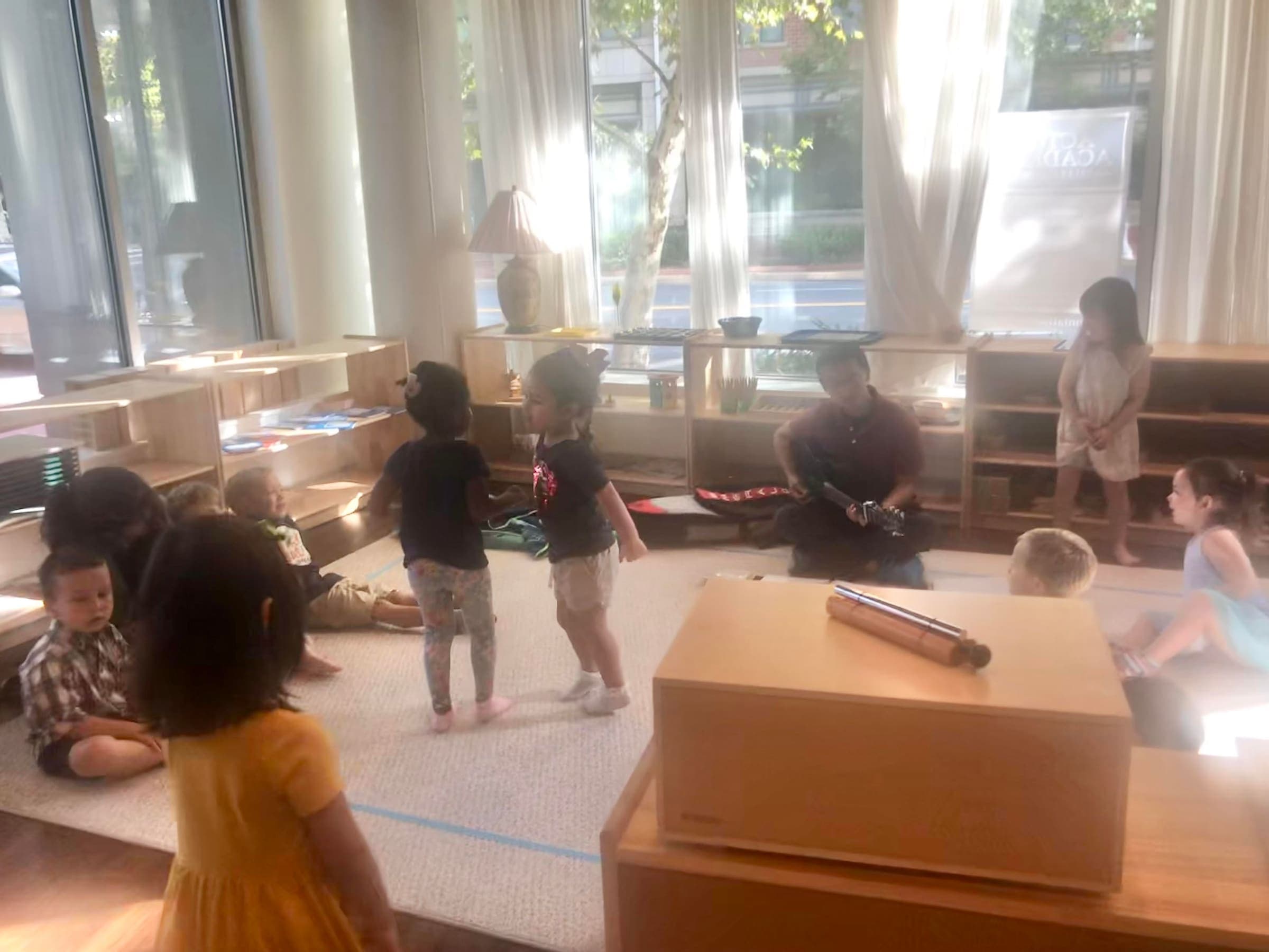Spark learners working on the rug